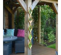 MirrorOutlet The Quinque - Gold Metal Framed Tear Drop Garden Wall Mirror 49" X 6" (124CM X 15CM) Silver Mirror Glass with Black all weather Backing.