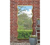 MirrorOutlet The Fluctus - Gold Metal Wavy Framed Rectangular Garden Wall Mirror 67" X 31" (170CM X 80CM) Silvered Mirror Glass. Extra Large. Landscape or Portrait