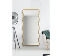 MirrorOutlet The Fluctus - Gold Metal Wavy Framed Rectangular Wall Mirror 67" X 31" (170CM X 80CM) Silvered Mirror Glass. Extra Large. Landscape or Portrait