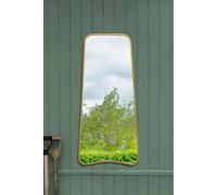 MirrorOutlet The Coartans - Gold Metal Isosceles Trapezoid Framed Garden Wall Mirror 48" X 23" (122CM X 58CM) Extra Large.