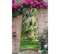 MirrorOutlet Gold Metal Trapezoid Shape Framed Garden Wall Mirror (180CM X 85CM) | Size: 1 Pack MirrorOutlet Gold 1 Pack