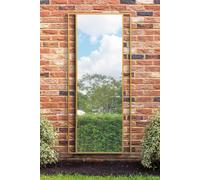 MirrorOutlet The Genestra - Gold Modern Modern Leaner and Wall Garden Mirror 79" X 35" (200CM X 90CM) Silver Mirror Glass with Black Metal Frame. Landscape or Portrait. Frost Protected Glass