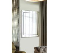MirrorOutlet Horsley All Glass Modern Wall Mirror 110 x 77 CM in Silver | Size: 1 Pack MirrorOutlet Silver 1 Pack