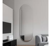 MirrorOutlet Lacuna Black Metal Oval Wall Mirror - 180x65cm