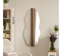 MirrorOutlet Lacuna Black Pebble Wood Wavy Wall Mirror - 100x45cm