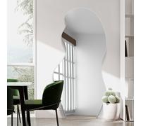 MirrorOutlet Lacuna Black Pebble Wood Wavy Wall Mirror - 170x80cm