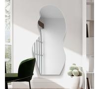 MirrorOutlet Lacuna Black Wood Wavy Wall Mirror - 120x50cm