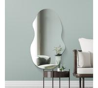 MirrorOutlet Lacuna Black Wood Wavy Wall Mirror - 120x54cm
