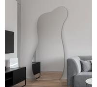 MirrorOutlet Lacuna Black Wood Wavy Wall Mirror - 140x60cm