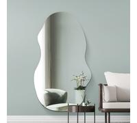 MirrorOutlet Lacuna Black Wood Wavy Wall Mirror - 160x70cm