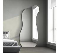 MirrorOutlet Lacuna Black Wood Wavy Wall Mirror - 170x80cm