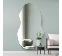 MirrorOutlet Lacuna Black Wood Wavy Wall Mirror - 180x80cm