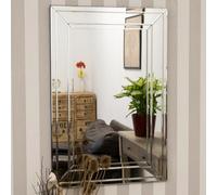 MirrorOutlet Langley All Glass Modern Bevelled Mirror 90 X 60 Cm, Silver