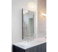 MirrorOutlet Langley All Glass Modern Bevelled Mirror 90 x 60 CM in Silver | Size: 1 Pack MirrorOutlet Silver 1 Pack