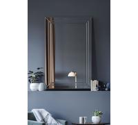 MirrorOutlet Langley All Glass Modern Bevelled Wall Mirror 100 x 70 CM in Silver | Size: 1 Pack MirrorOutlet Silver 1 Pack