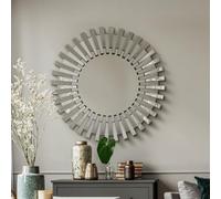 MirrorOutlet Large All glass Starburst Wall Mirror - Circular for Lounge, Dining Room, Bedroom, Bathroom and more - 91cm X 91cm. UK's Largest Stockist.