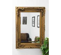 MirrorOutlet Large Antique Style Gold Wall Mounted Rectangle Wood Mirror 4Ft X 3Ft 122x92cm, 122x92x10,GL230