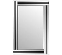 MirrorOutlet Large Bathroom Black + Silver Bevelled Triple Edge Wall Mirror 60cm X 90cm, 91x60,Frameless,YC021-Bath