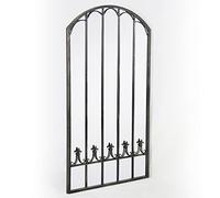 MirrorOutlet Large Metal Rustic Arched Shaped Window Garden Outdoor Mirror 160cm X 85cm, Black (GMA031)