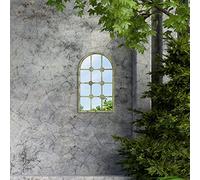 MirrorOutlet Large Metal Rustic Arched Shaped Window Garden Outdoor Mirror 40cm X 24cm