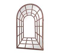 MirrorOutlet Large Metal Rustic Arched Shaped Window Garden Outdoor Mirror 77cm X 50cm, GM098, Bronze