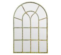 MirrorOutlet Large Metal Rustic Arched Shaped Window Garden Outdoor Mirror 90cm X 60cm, Bronze (GM095)