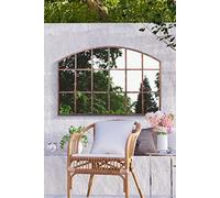 MirrorOutlet Large Metal Rustic Arched Shaped Window Garden Outdoor Mirror New 90cm X 56cm, Brown, (GM071)