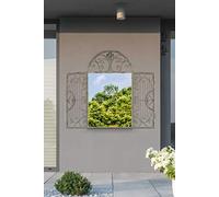 MirrorOutlet Large Metal Rustic Arched Shaped Window Garden Outdoor Mirror Opening 102cm X 61cm, Champagne Silver, GM080