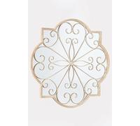 MirrorOutlet Large Metal Rustic Rose Petal shaped Garden Outdoor Mirror Cream 90cm X 90cm