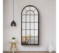 Mirroroutlet Large New Black Multi Panelled Arched Window Indoor And Outdoor Mirror 5Ft3 X 2Ft5 160Cm X 75Cm
