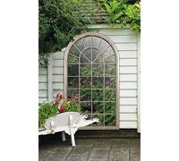 MirrorOutlet Large New Rustic Multi Panelled Arched Window Garden Outdoor Mirror5ft3 x 3ft / 160cm x 91cm,GMA022, Brown