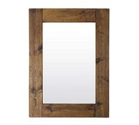 MirrorOutlet Farmhouse Dark Natural Wood Large Dress Mirror 118 x 88cm, Brown