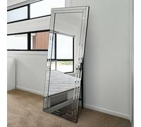 MirrorOutlet Luxford All Glass Bevel Cheval Dress Mirror 5ft7 x 1ft11 170cm x 58cm in Silver | Size: 1 Pack MirrorOutlet Silver 1 Pack