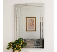 MirrorOutlet Luxford All Glass Bevelled Mirror 90 X 60 Cm, Silver