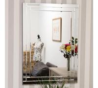 MirrorOutlet Luxford All Glass Bevelled Wall Mirror 100 X 70 Cm