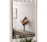 MirrorOutlet Luxford All Glass Bevelled Wall Mirror 100 x 70 CM in Silver | Size: 1 Pack MirrorOutlet Silver 1 Pack