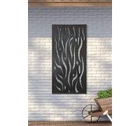 MirrorOutlet Metal Garden Screen Extra Large Flame Effect 120cm x 60cm (4ftx2ftmax), Black, 120 x 60 cm