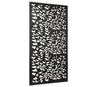 MirrorOutlet Metal Garden Screen Extra Large Leaf Effect 180cm x 90cm, Black, 180 x 90 cm