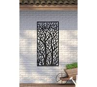 MirrorOutlet Metal Garden Screen Extra Large Tree Effect, Black, 120 x 60 cm