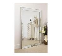 MirrorOutlet Milton Manor Bevelled Large Leaner Modern Wall Mounted Mirror 172 x 111cm 5ft8 x 3ft8, Silver, GL348-M