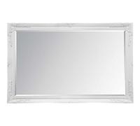 MirrorOutlet Milton Manor Extra Large Antique Style White Rectangle Wood Wall Mounted Leaner Mirror 5Ft7 X 3Ft7 170 x 109cm,LL023-M
