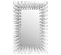 MirrorOutlet Milton Manor Modern Unique 3 Dimensional Sunburst All Glass Venetian Rectangular Wall Mirror 120cm x 80cm 3ft11 x 2ft8, Frameless, JH034-M
