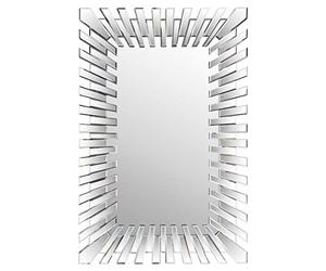 MirrorOutlet Milton Manor Modern Unique 3 Dimensional Sunburst All Glass Venetian Rectangular Wall Mirror 120cm x 80cm 3ft11 x 2ft8, Frameless, JH034-M, Silver