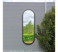 MirrorOutlet Mirroroutvultus - New Black Metal Framed Double Arched Outdoor Garden Wall Mirror 63" X 22" (160Cm X 55Cm)