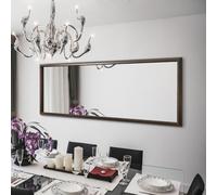MirrorOutlet Modern Italian Rich Brown Wood Hand Made Wall Mirror 161cm x 69cm 5ft3 x 2ft3