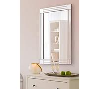 MirrorOutlet Modern Triple Edge Modern Frameless All Glass Venetian Mirror, 100 x 70cm, 90 x 60 x 2