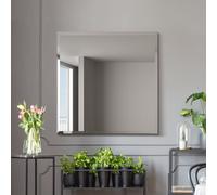 MirrorOutlet Moderni Black Metal Square Wall Mirror - 90x90cm