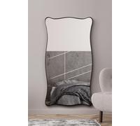 MirrorOutlet The Fluctus - Black Metal Wavy Tray Frame Rectangular Wall Mirror 71" X 39" (180CM X 100CM) Silvered Mirror Glass. Extra Large