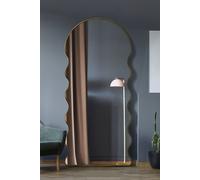 MirrorOutlet The Fluctus - Gold Metal Wavy Tray Frame Arch Topped Wall Mirror 71" X 31" (180CM X 80CM) Silvered Mirror Glass. Extra Large