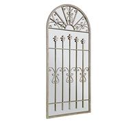 MirrorOutlet New Large Gothic Designed Arched Stone Coloured Outside Garden Wall Mirror 4ft7 x 2ft2 140cm x 65cm, Ivory, GMA026